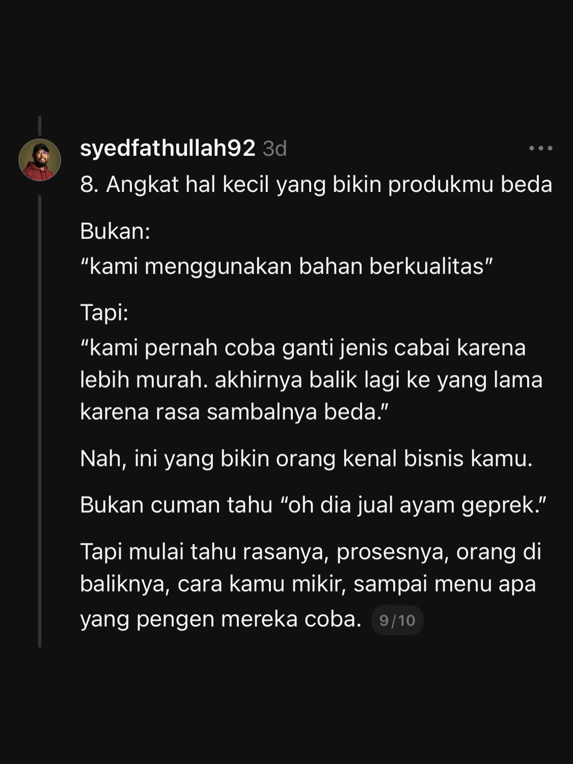 semoga bermanfaat buat teman2 UMKM! - Syed Fathullah Al-Idrus Slide 9