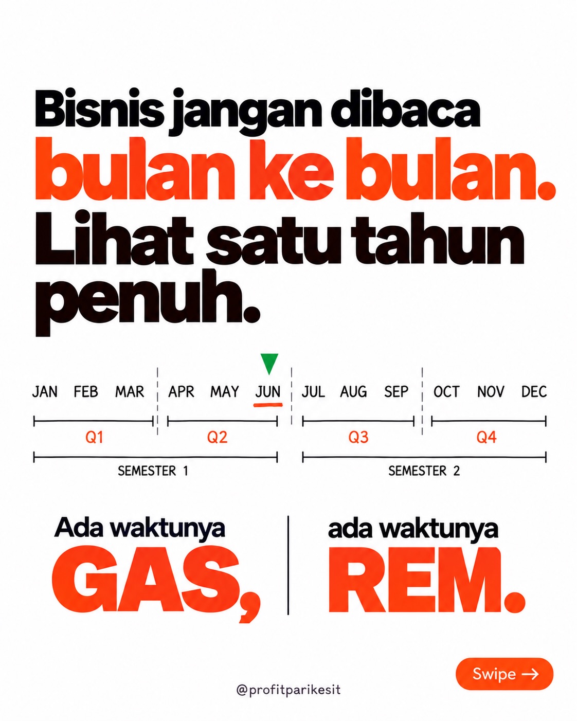 Banyak pebisnis melihat bisnis nya bulan ke bulan.

Kalau lago naik, senang - Parikesit Slide 2