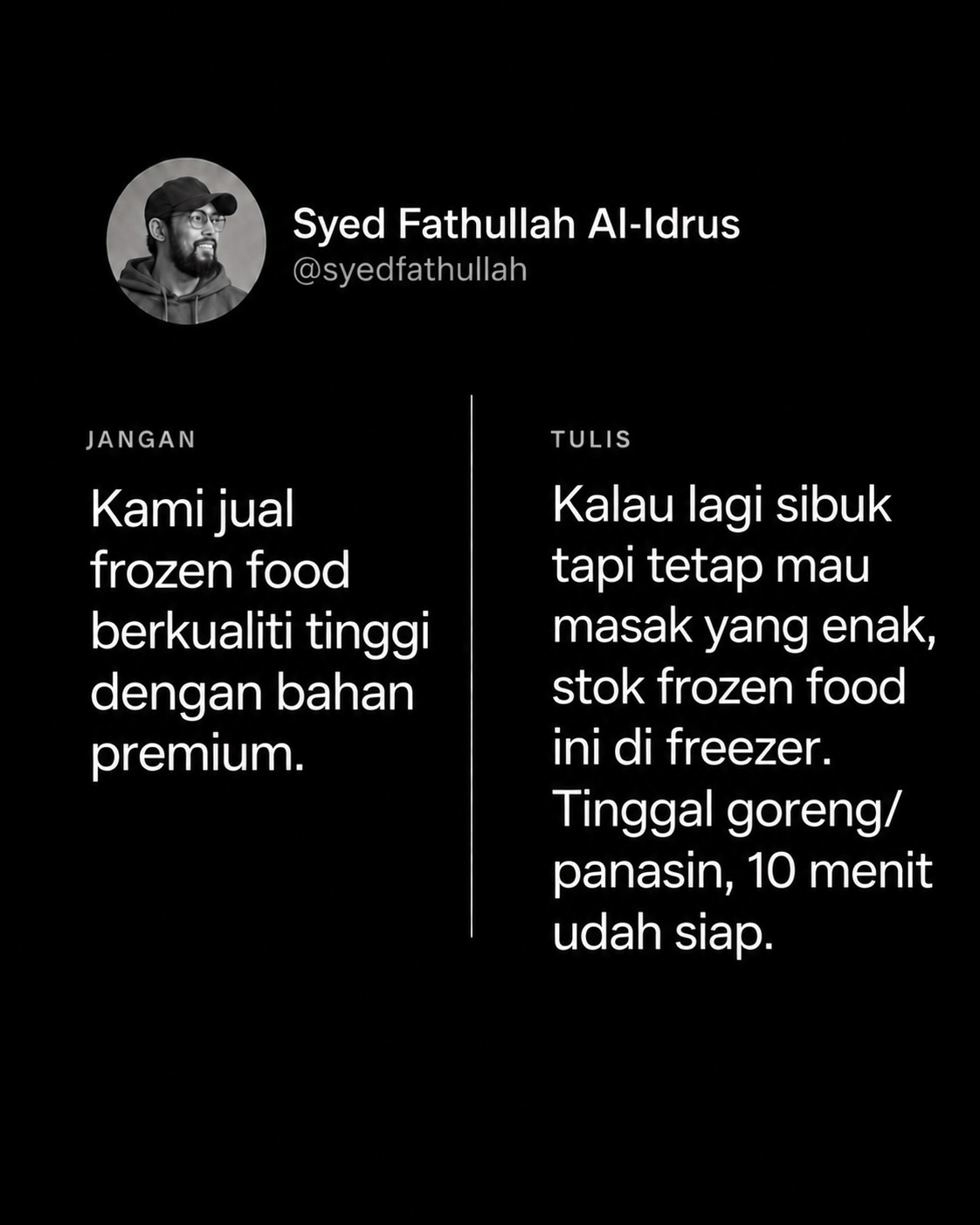 🗣️: Gimana caranya mas kamu jualan lewat tulisan aja?

Gini ajaa. Simple se - Syed Fathullah Al-Idrus Slide 3